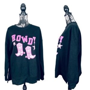 Relaxx Howdy crewneck split hem oversize sweatshirt size medium